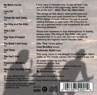 The King &The Killer back cover by Lunchbox Social